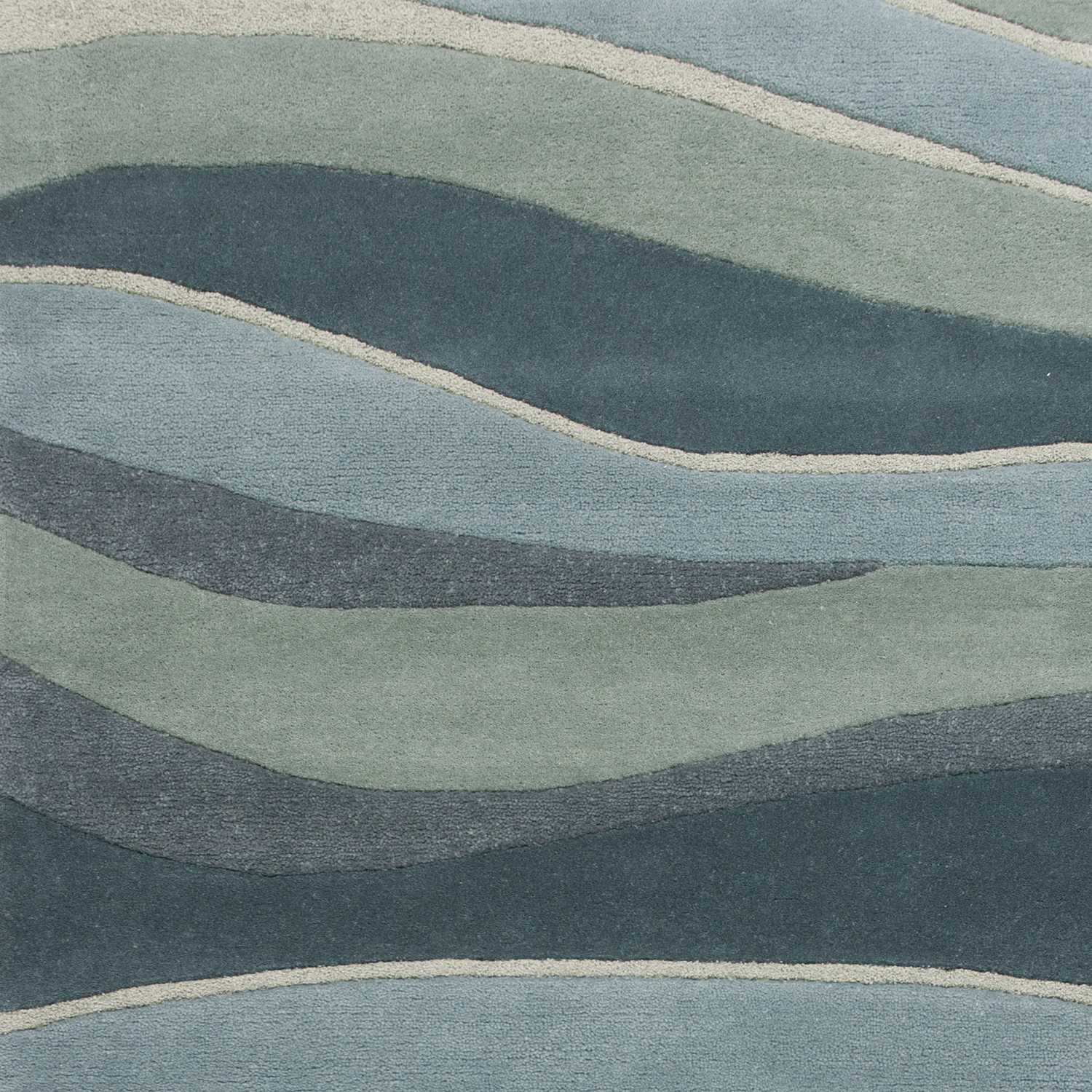 Ocean Blue Teal Abstract Waves Area Rug