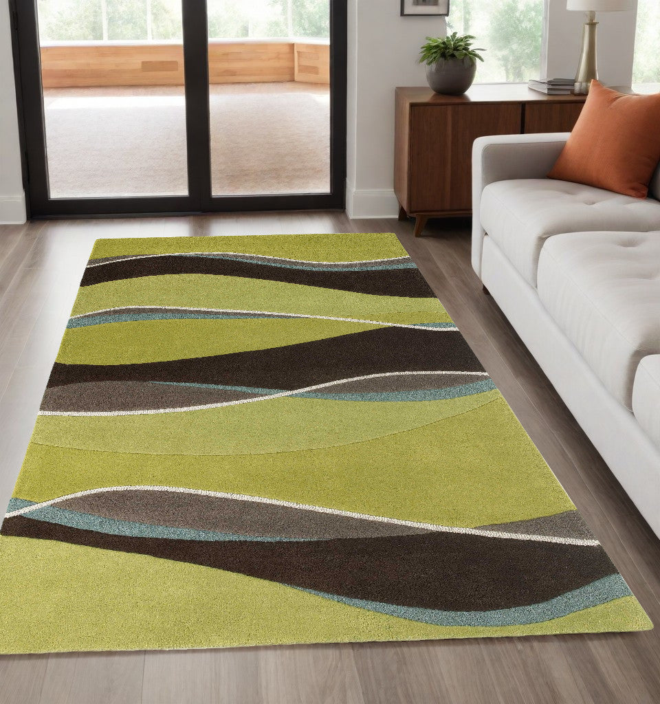 Lime and Mocha Wave Rug