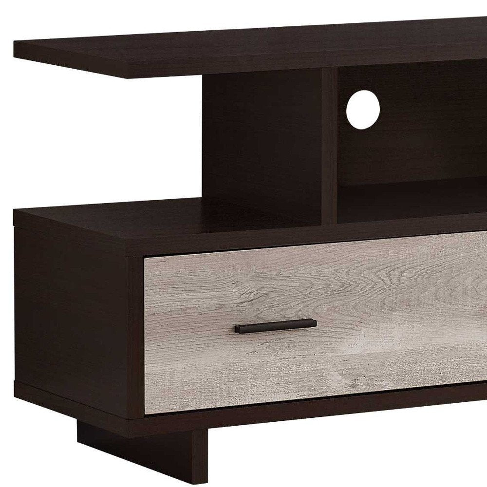 47" Brown and Gray Platform Entertainment Console with Cabinets