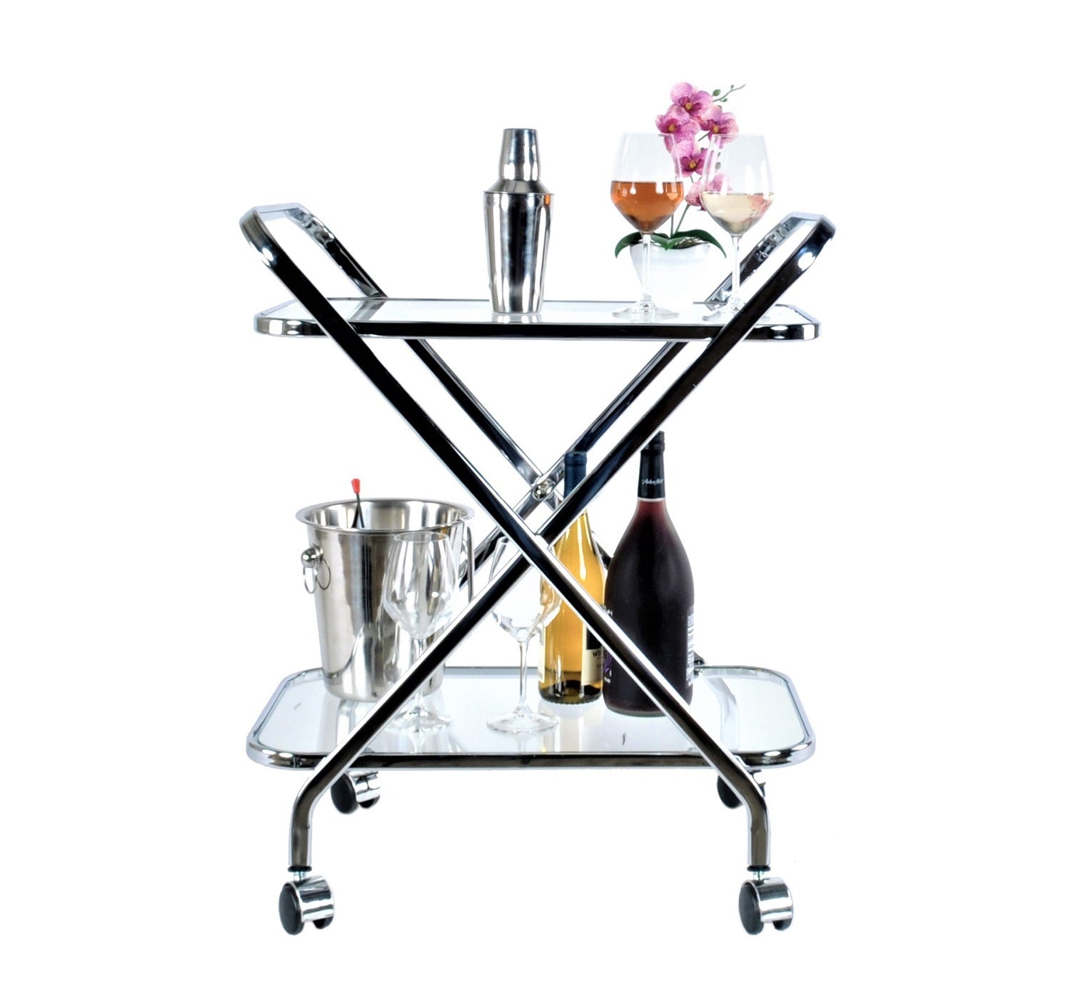 26" Chrome X Bar Cart