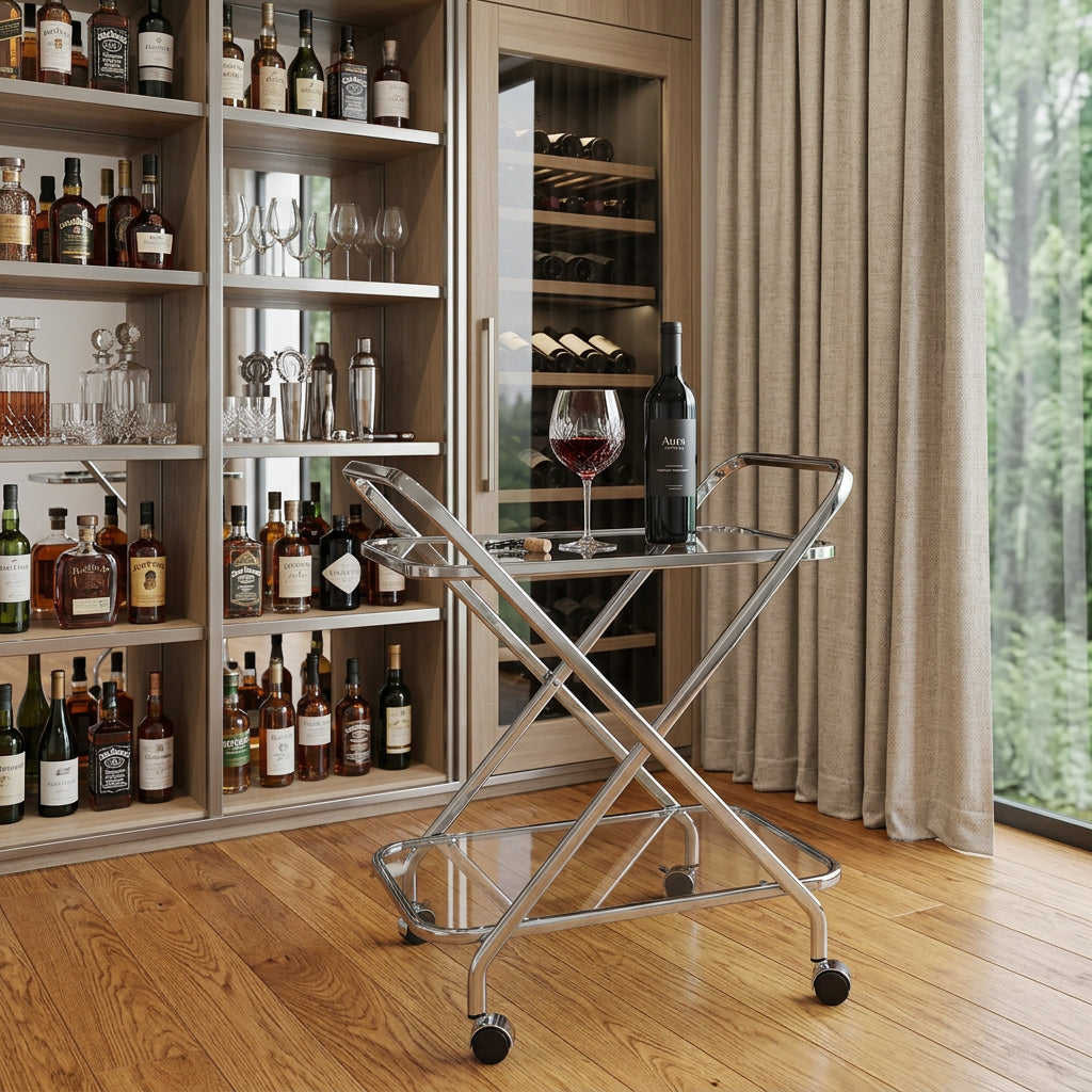 26" Chrome X Bar Cart