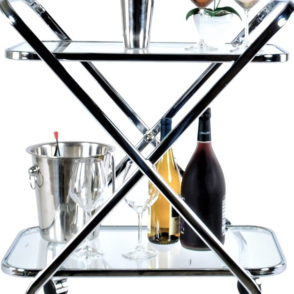 26" Chrome X Bar Cart