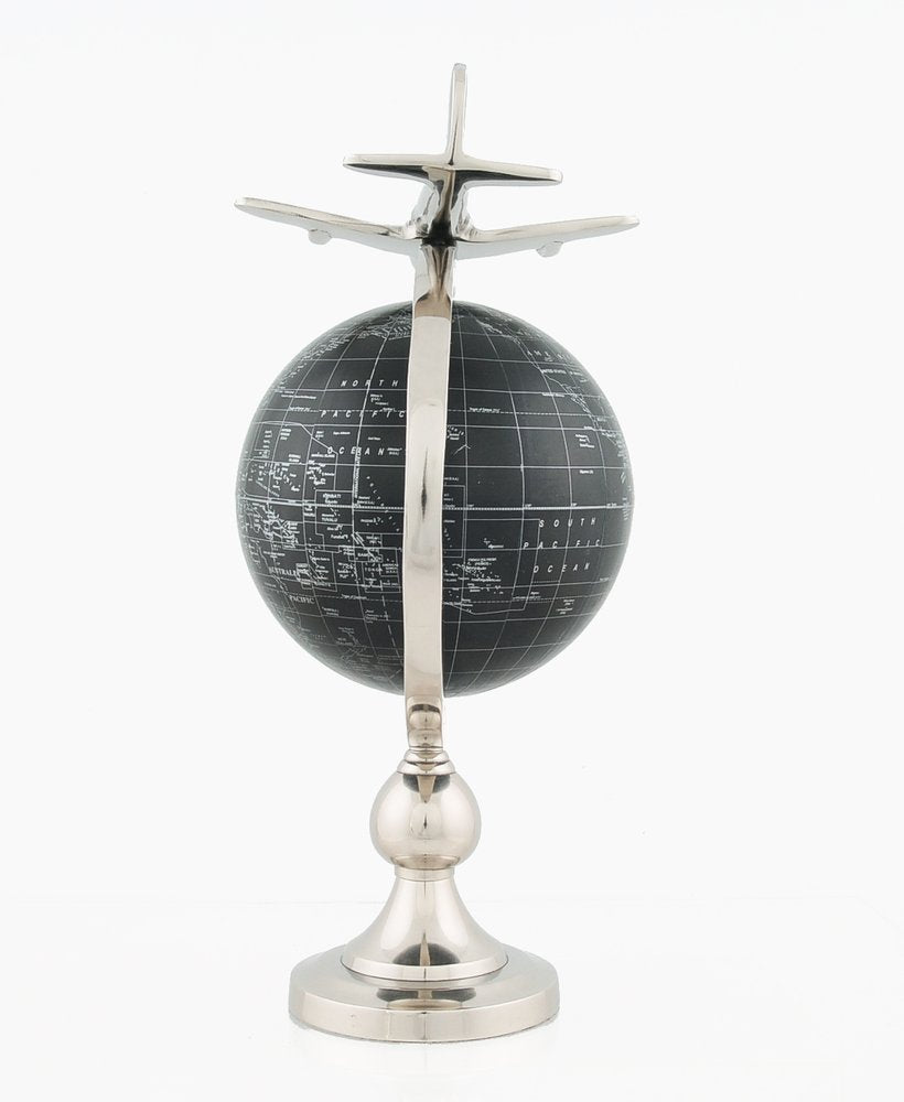 18" Silver Airplane Desk Globe