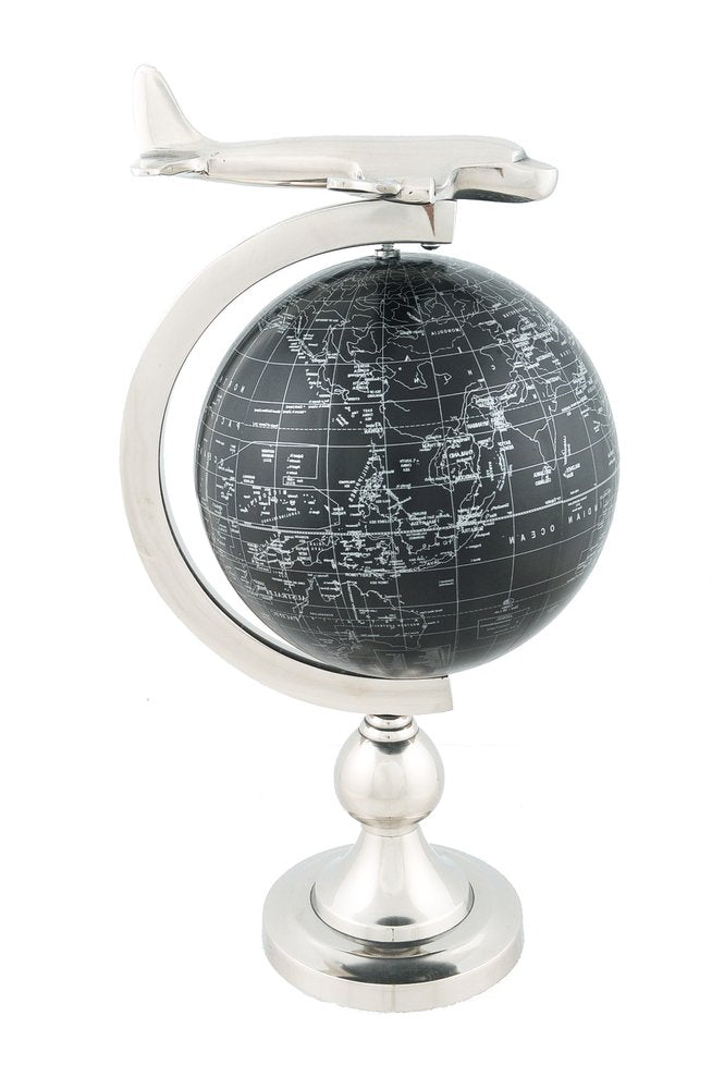 18" Silver Airplane Desk Globe