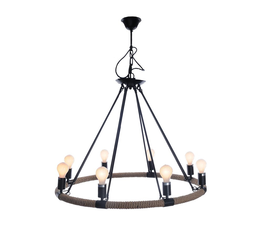 32" Round 8 Bulb Farmhouse Chandelier