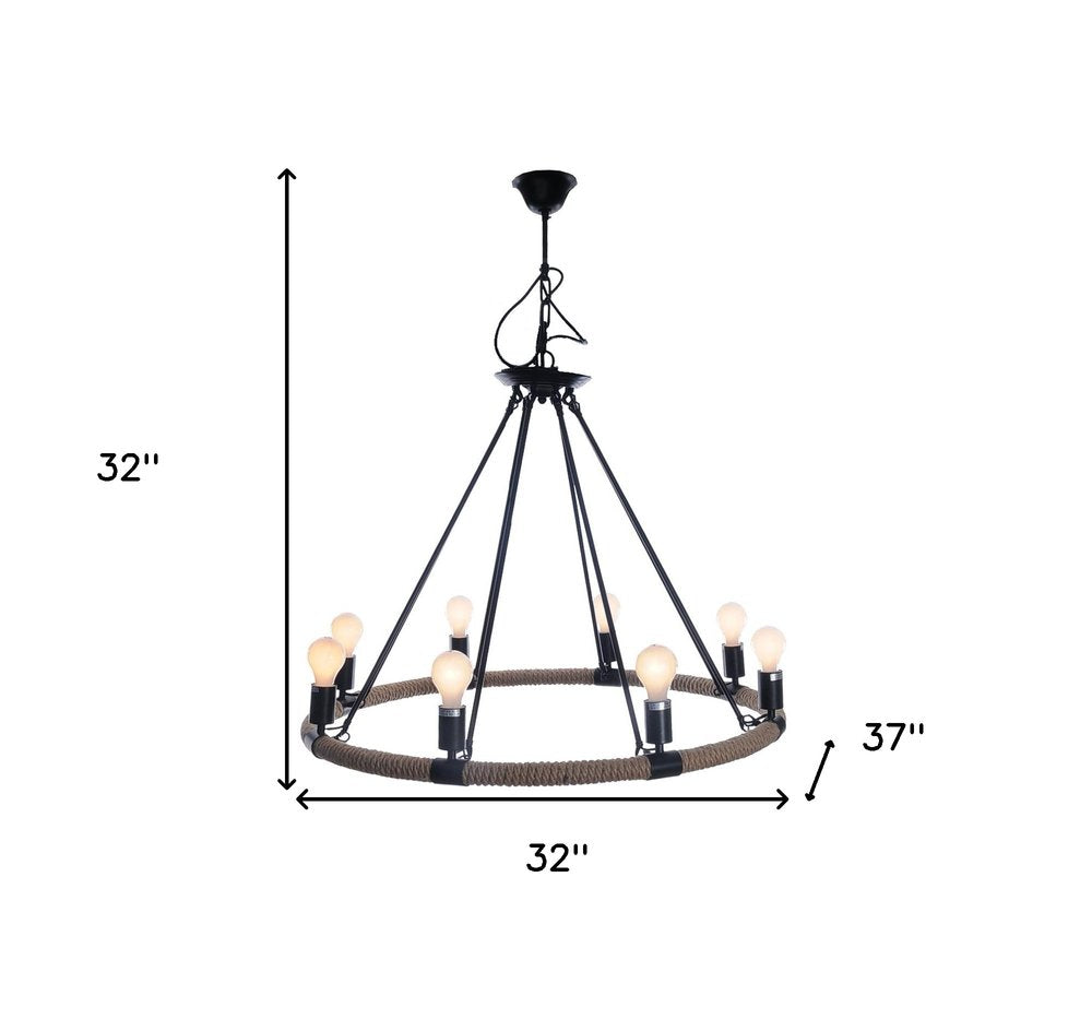 32" Round 8 Bulb Farmhouse Chandelier