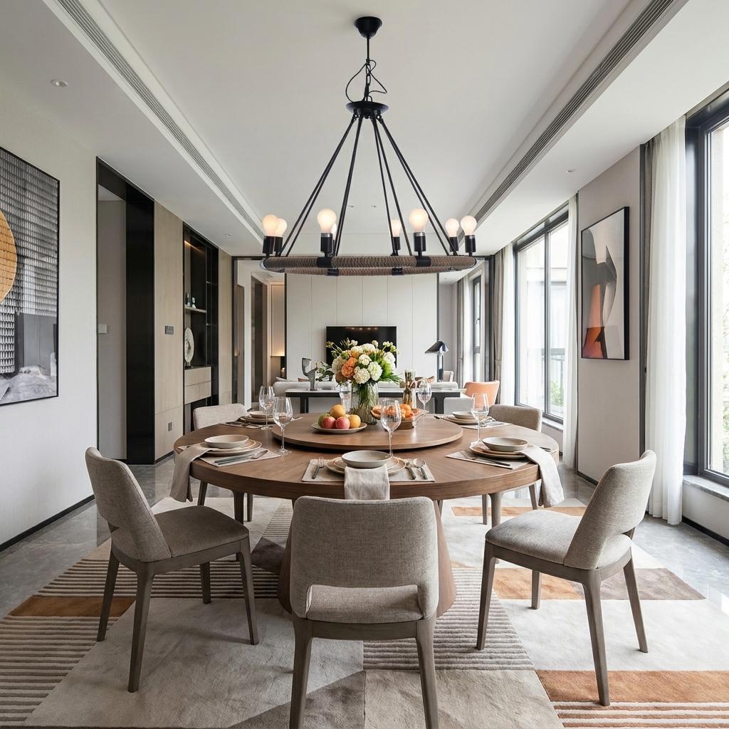 32" Round 8 Bulb Farmhouse Chandelier