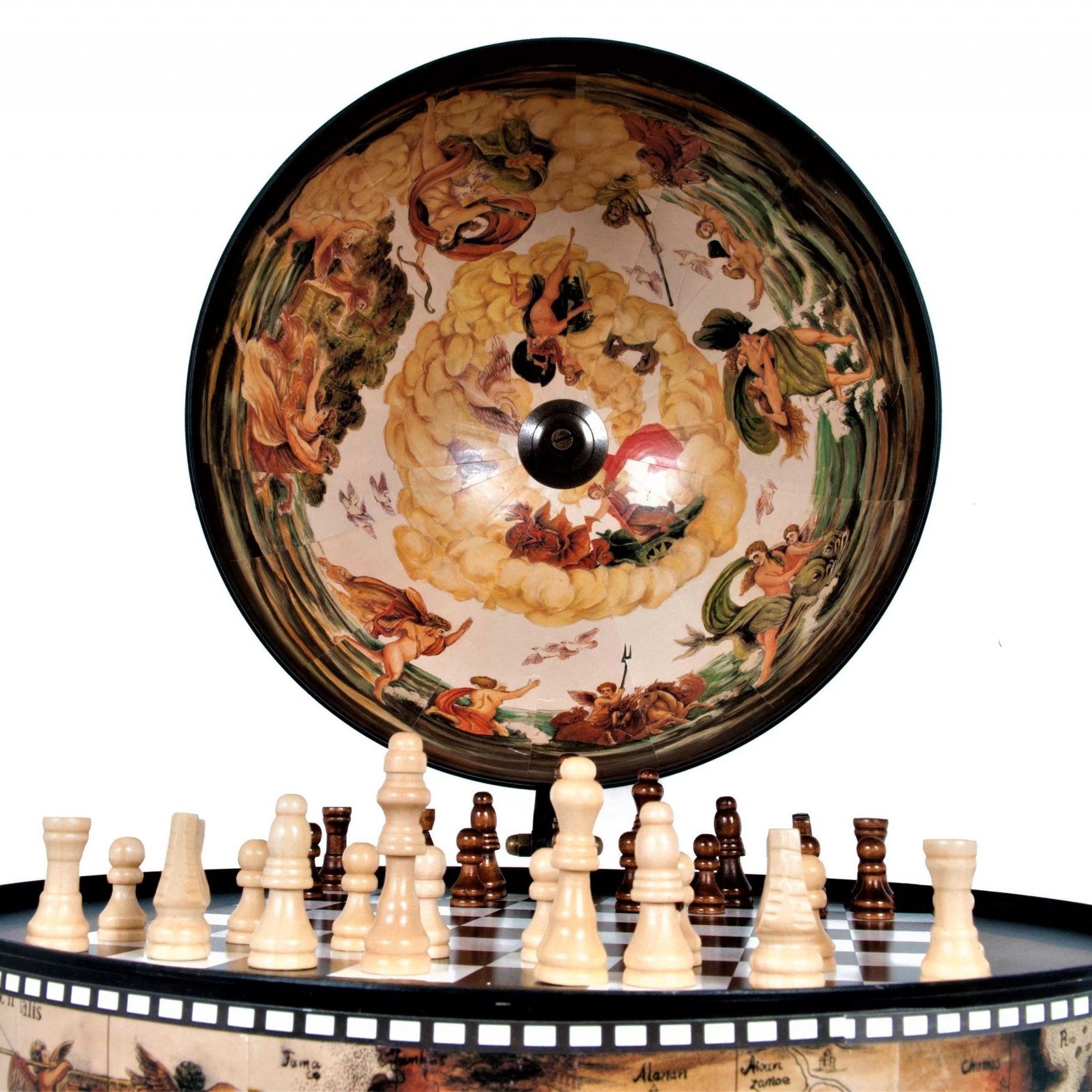 20" Wood Globe Chess Holder