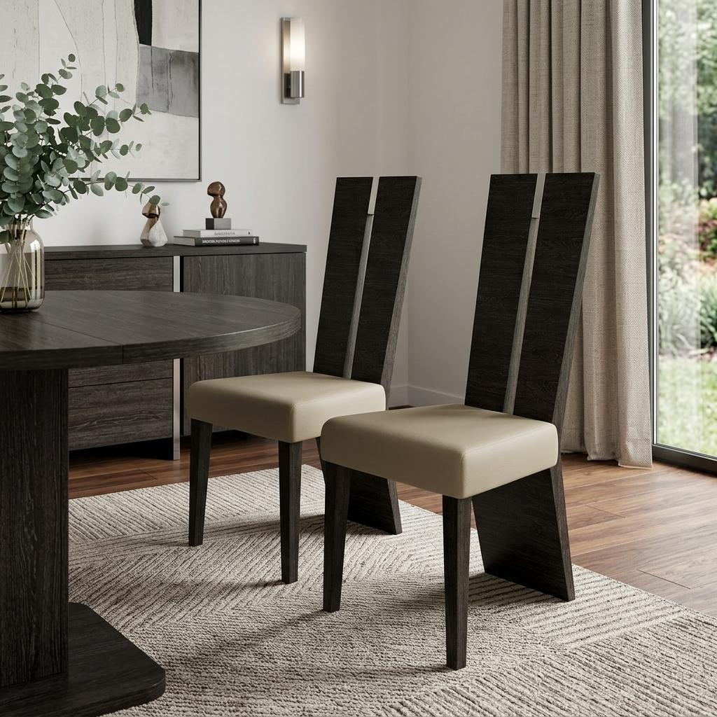 Set of Two 23" Modern High Split Back Dining Chairs