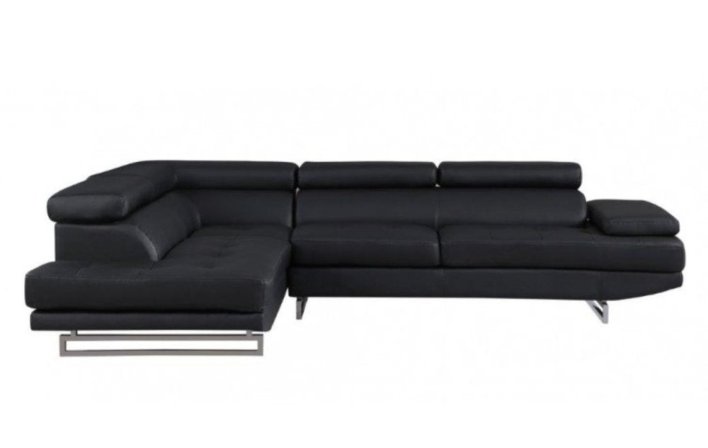 124" Black Faux Leather Contemporary Sectional