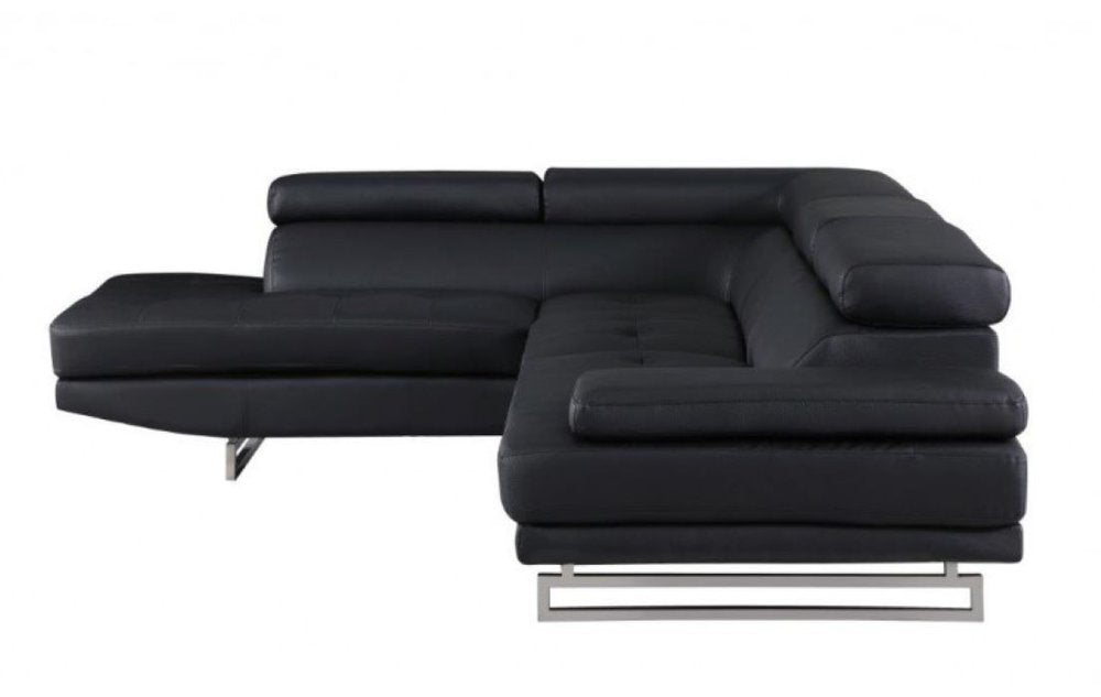 124" Black Faux Leather Contemporary Sectional