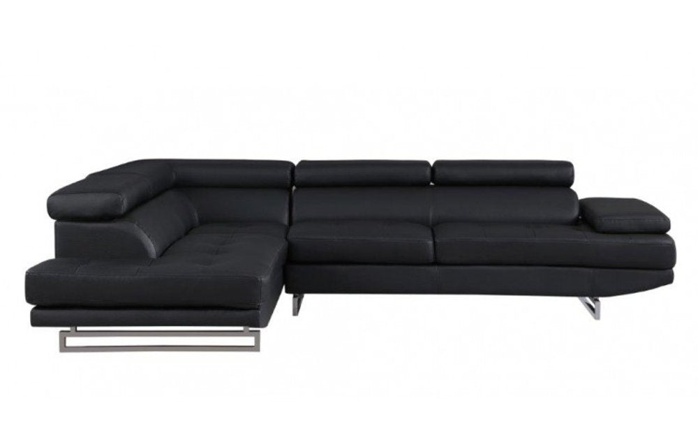 124" Black Faux Leather Contemporary Sectional