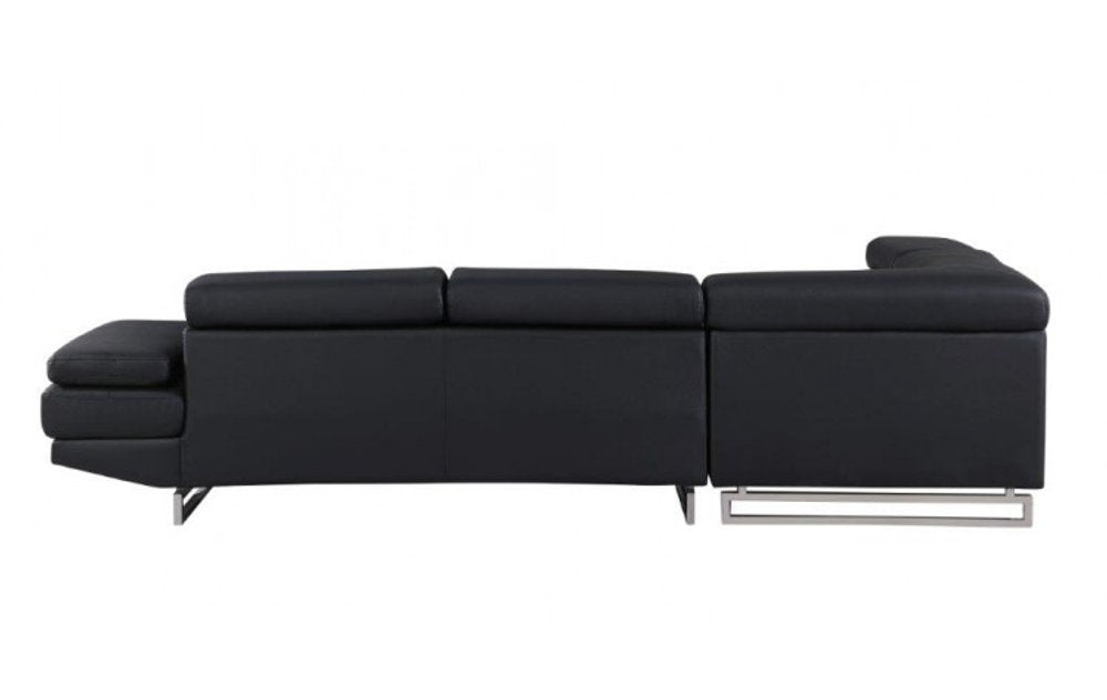 124" Black Faux Leather Contemporary Sectional