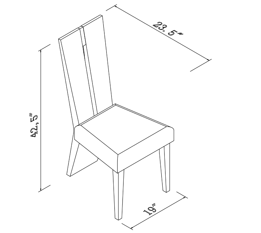 Set of Two 23" Modern High Split Back Dining Chairs