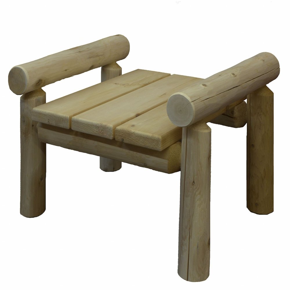 28" Outdoor Natural Wood Ottoman