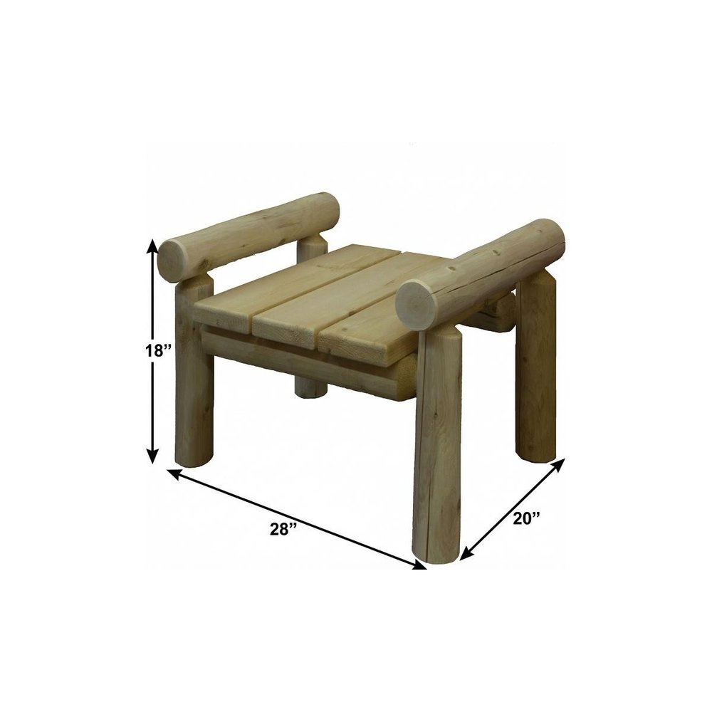 28" Outdoor Natural Wood Ottoman