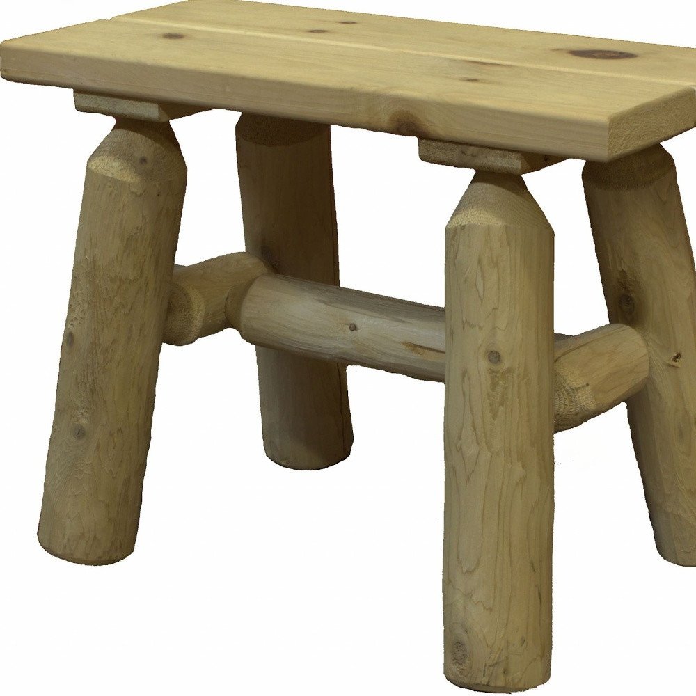 23" Natural Wood Outdoor Plank Ottoman