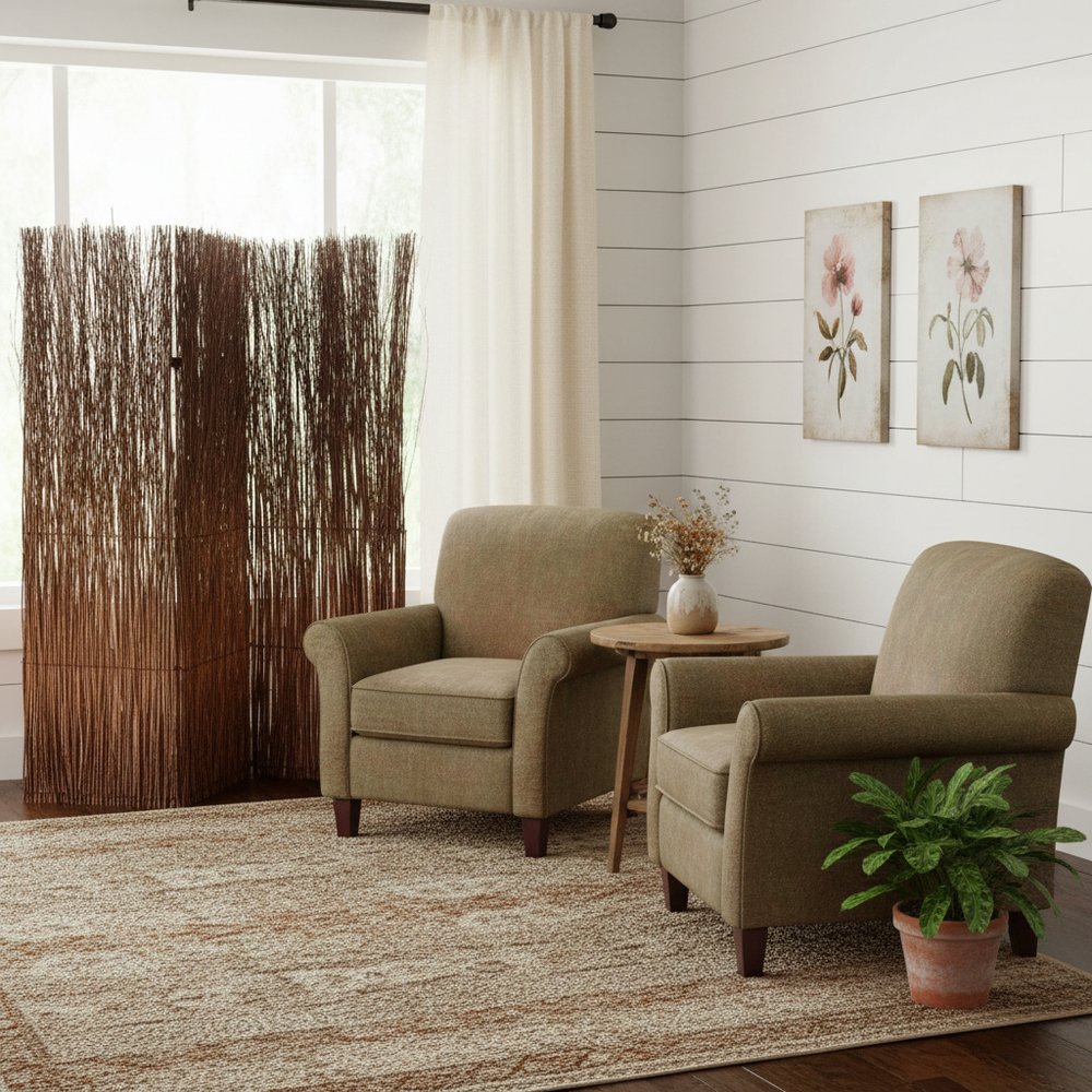 84" Natural Brown Rattan Folding Three Panel Room Divider