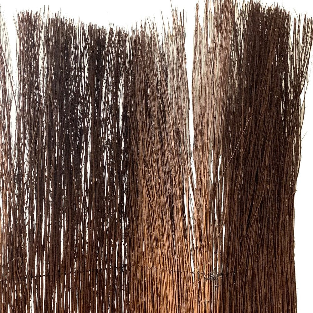 84" Natural Brown Rattan Folding Three Panel Room Divider