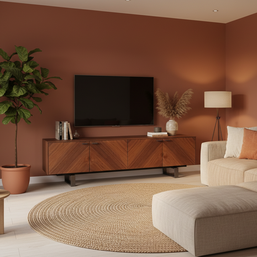71” Walnut Wood Entertainment Console