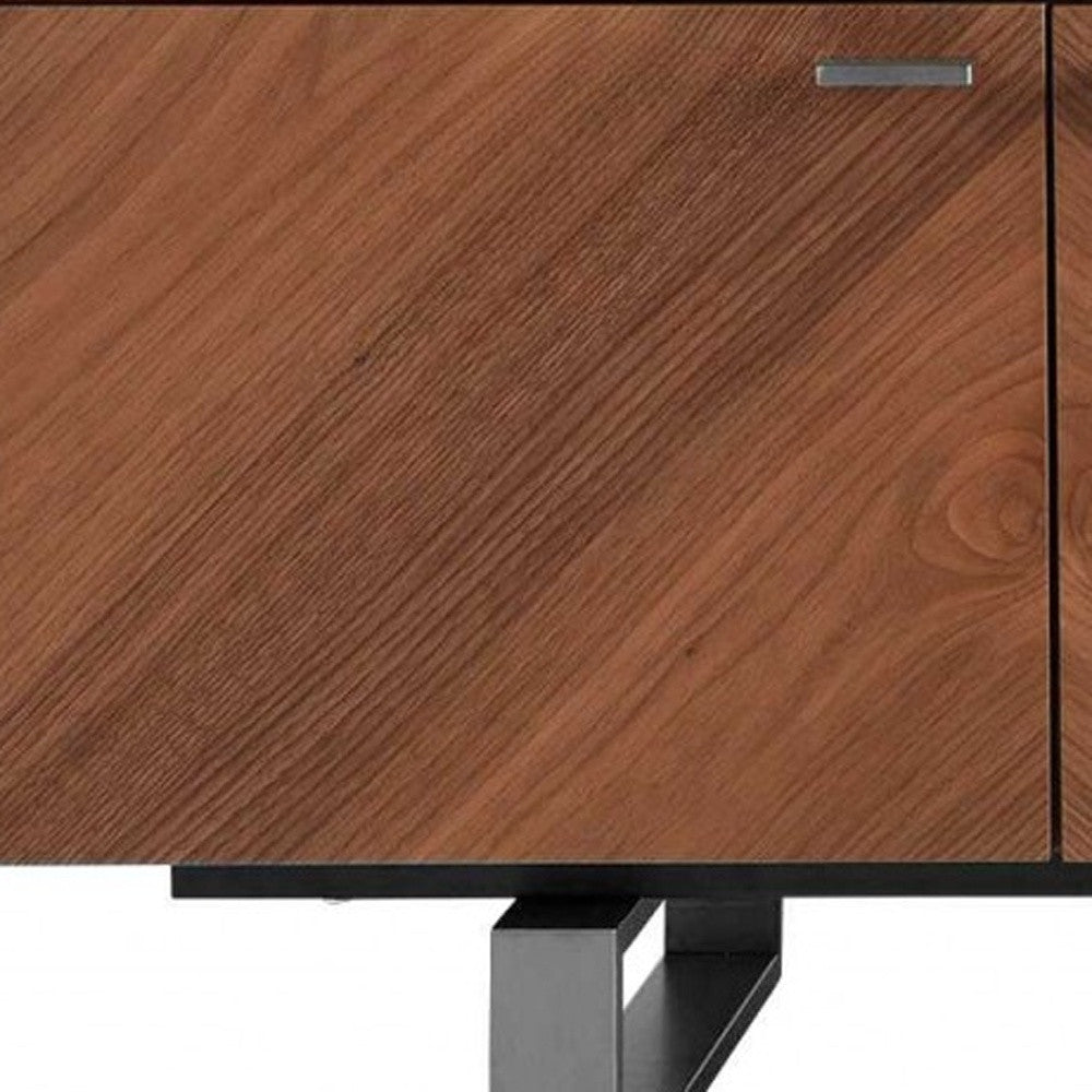 71” Walnut Wood Entertainment Console