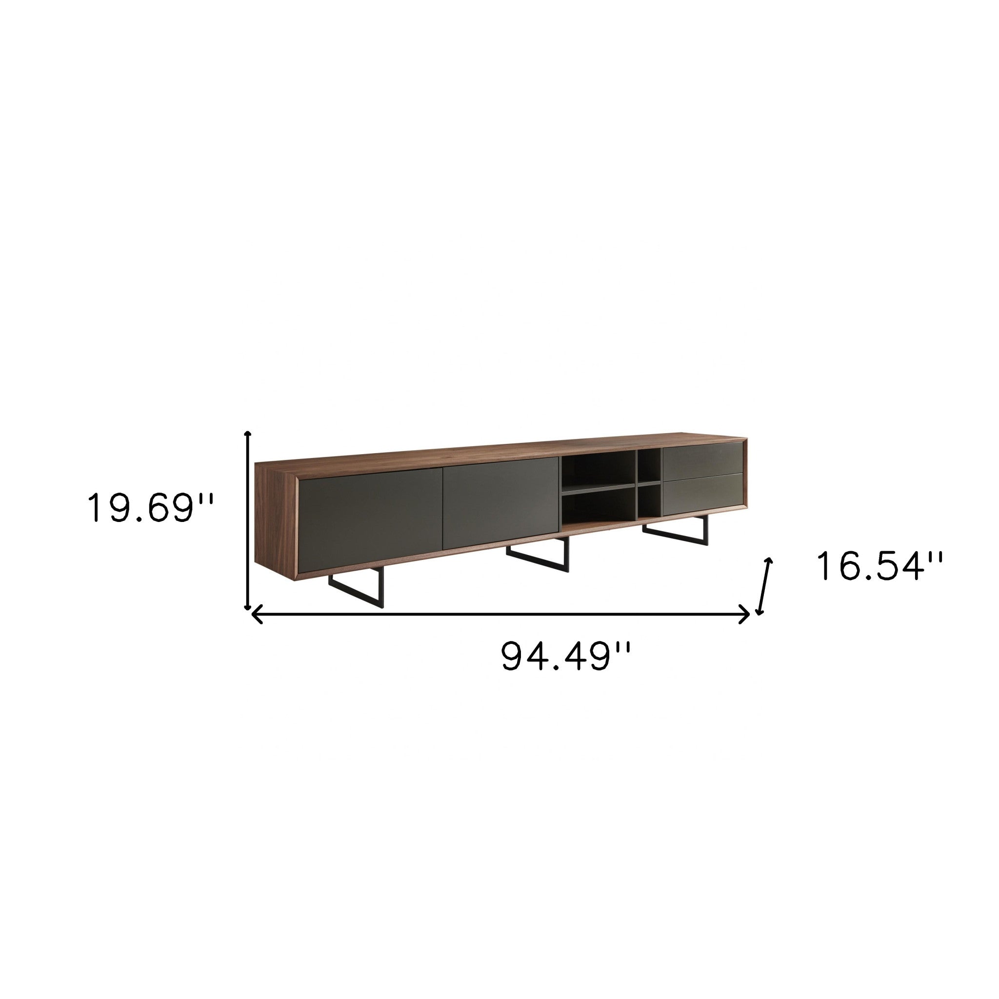 94" Walnut and Gray Entertainment Stand