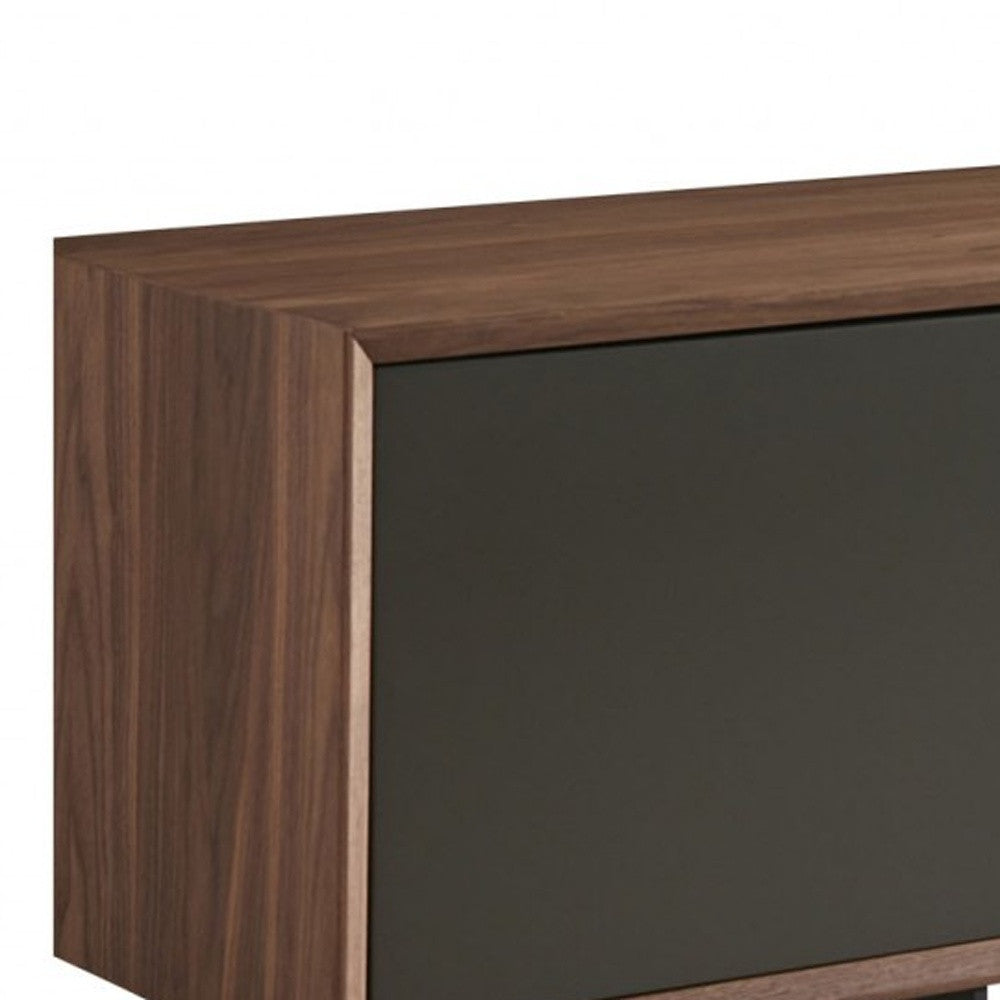 94" Walnut and Gray Entertainment Stand