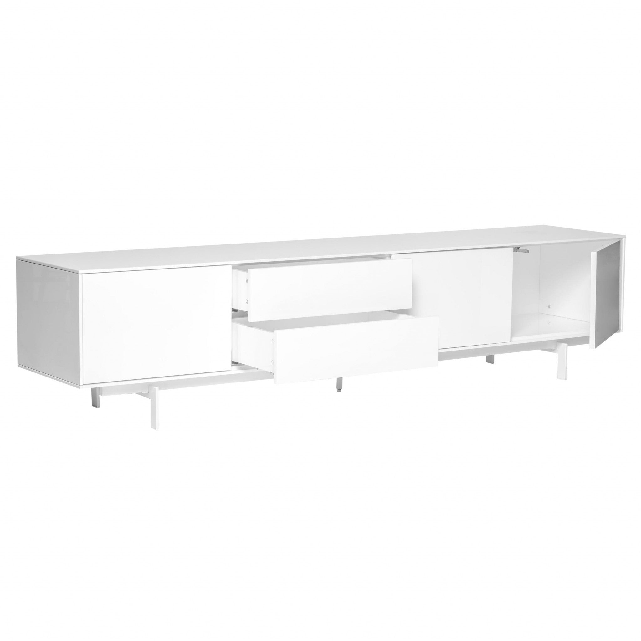 82" White Wood Contemporary TV Console