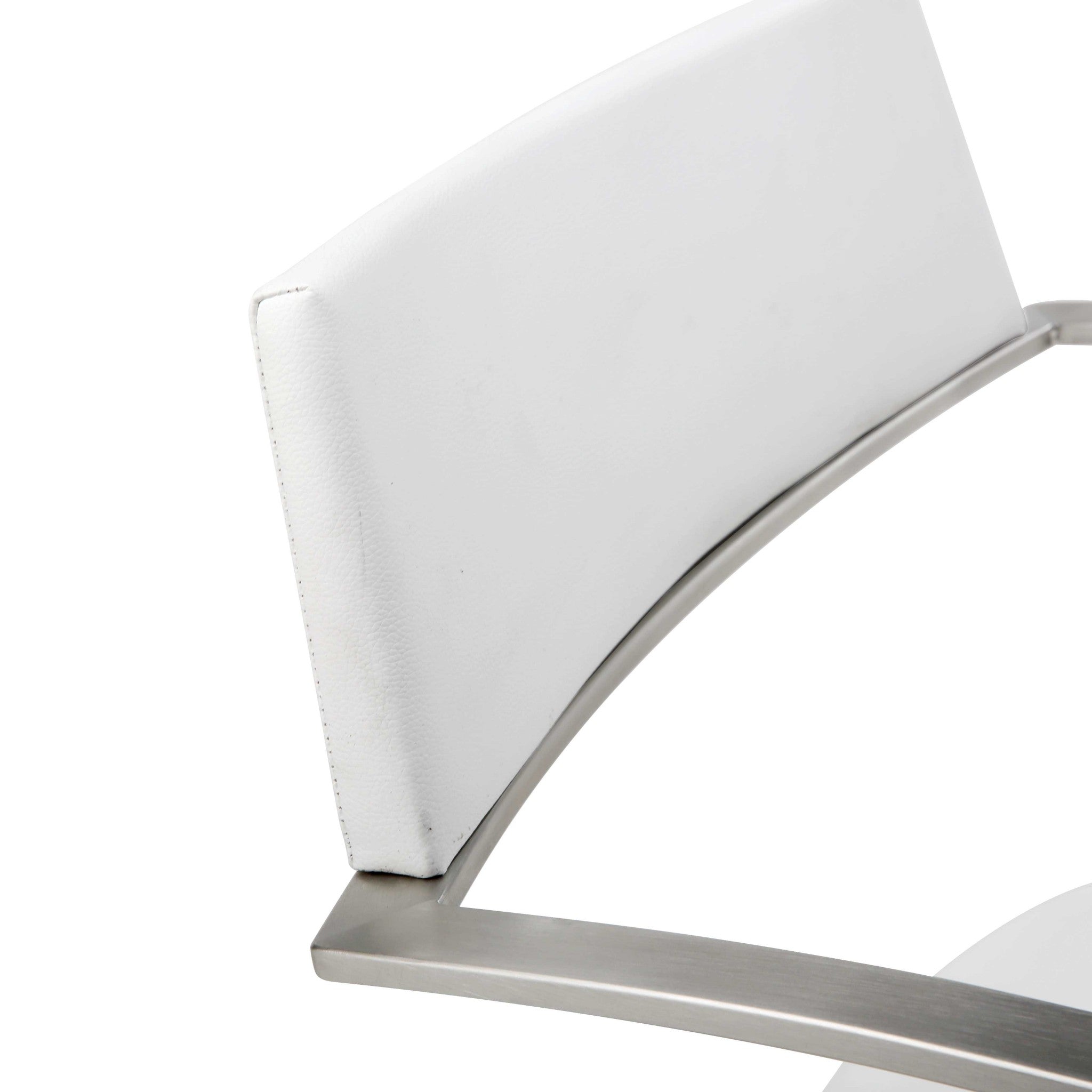 36" White and Silver Curved Arm Rest Bar Chair