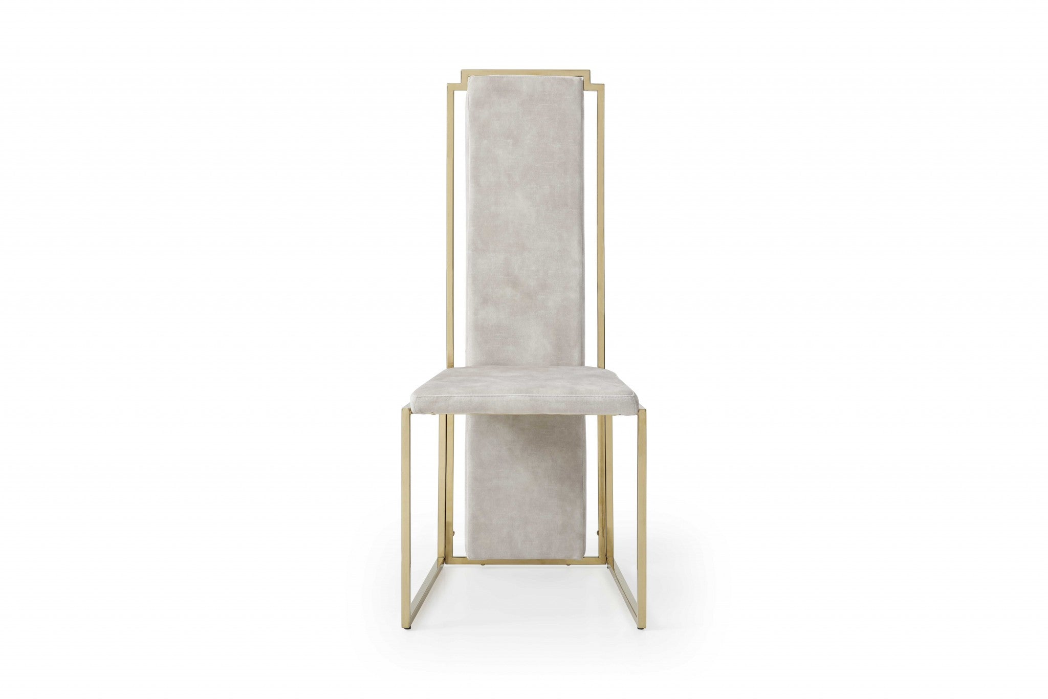 22" Set of Two Beige and Gold Tall Back Chair