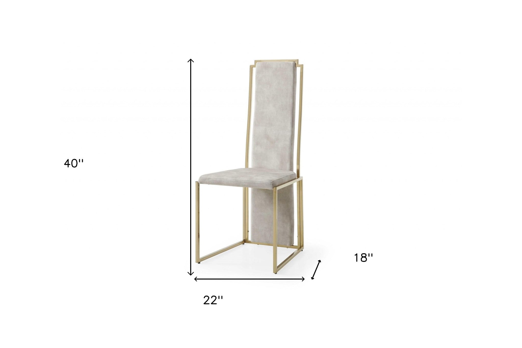 22" Set of Two Beige and Gold Tall Back Chair