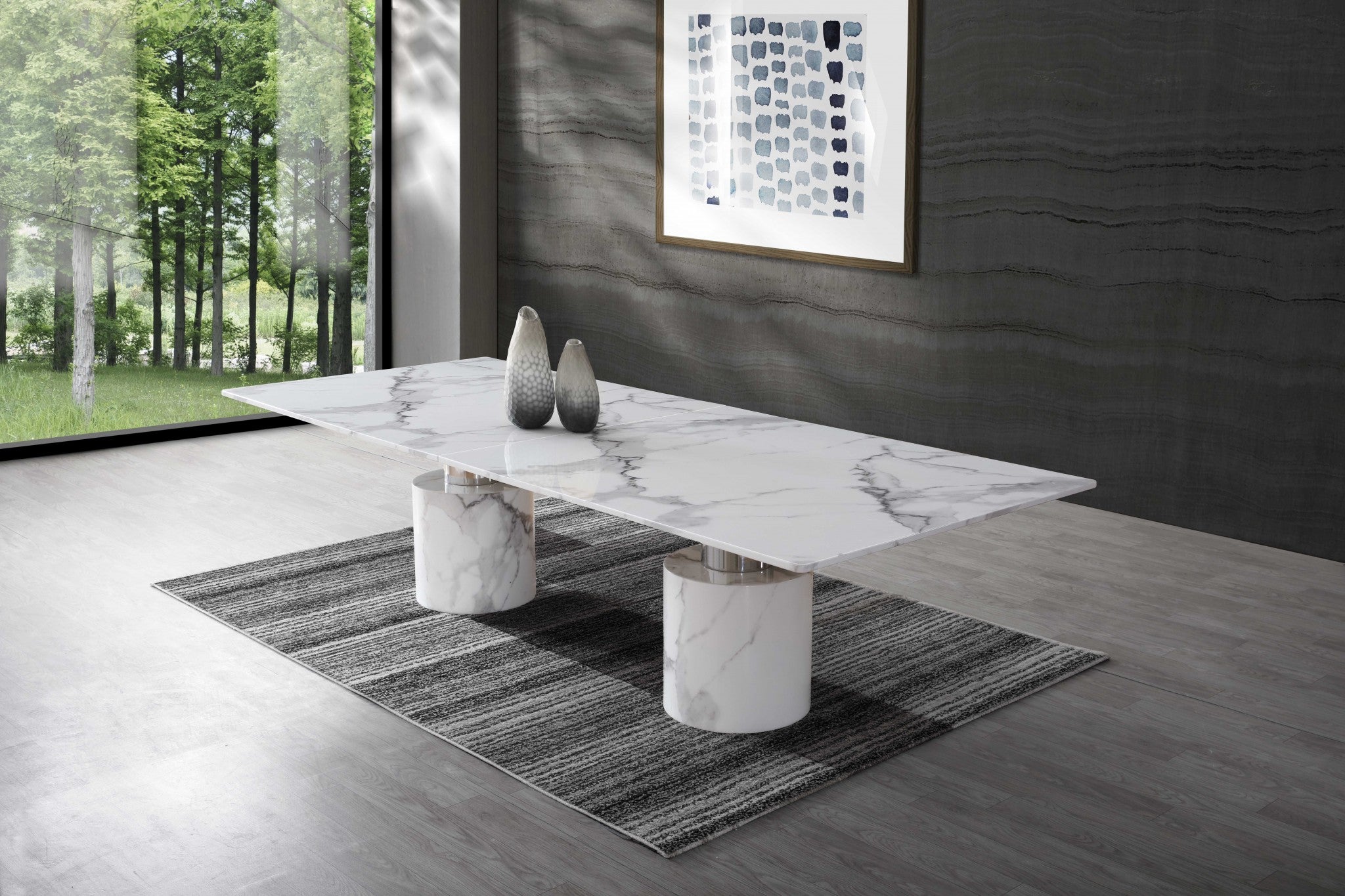 120"/180" Marble Double Pedestal Dining Table