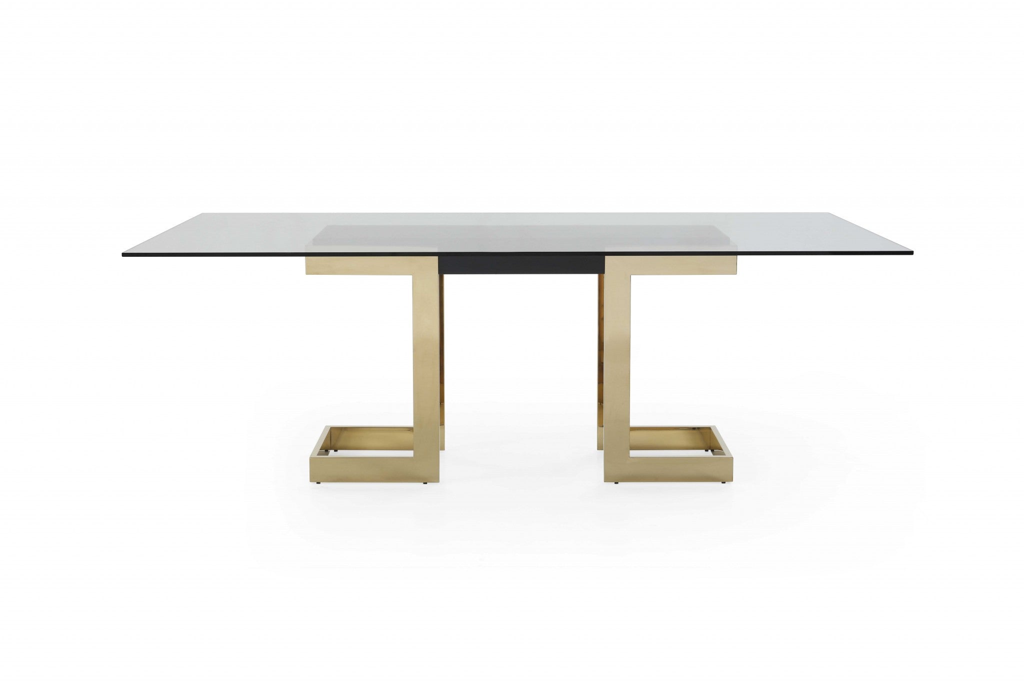 87" Gold Glass Pedestal Dining Table