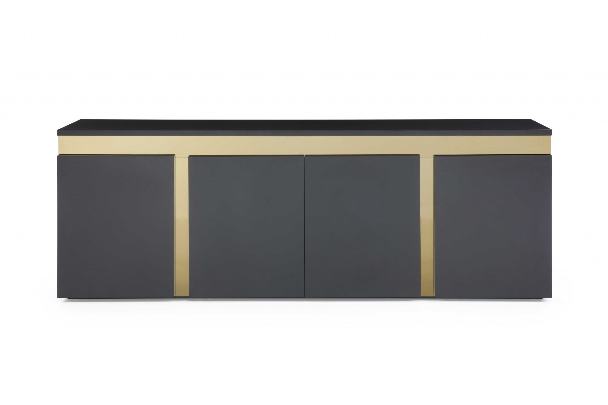 94" Black and Gold Metal Buffet