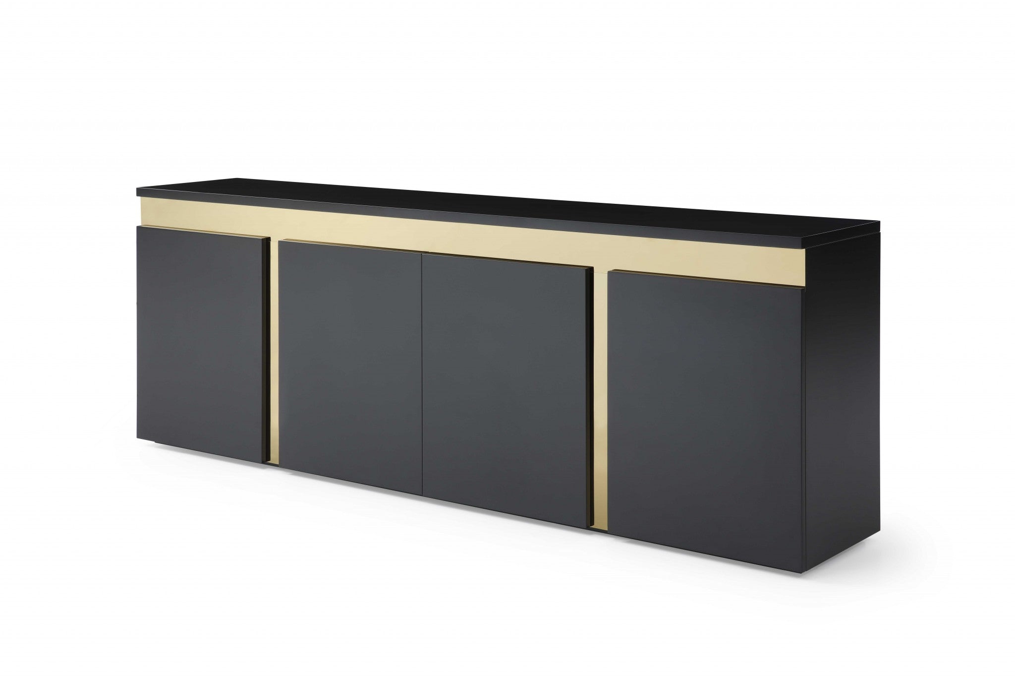 94" Black and Gold Metal Buffet