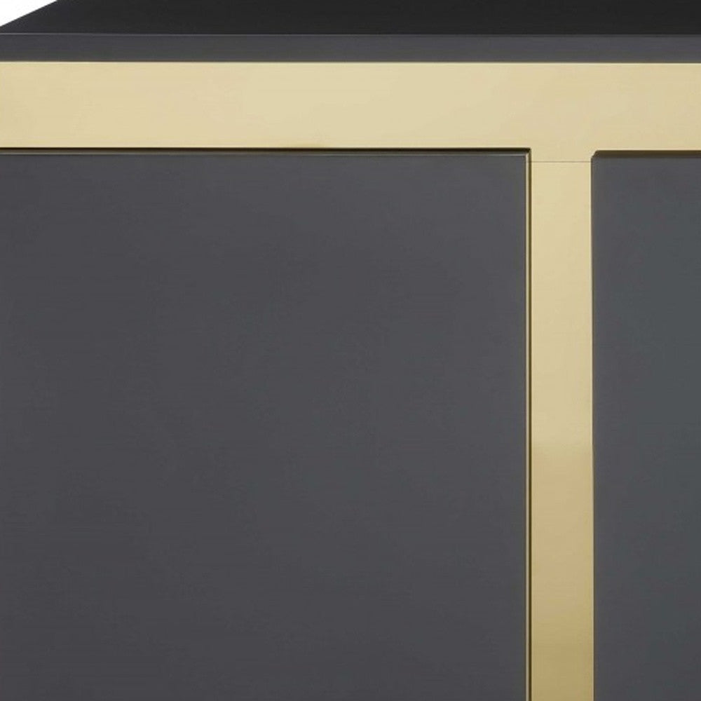 94" Black and Gold Metal Buffet