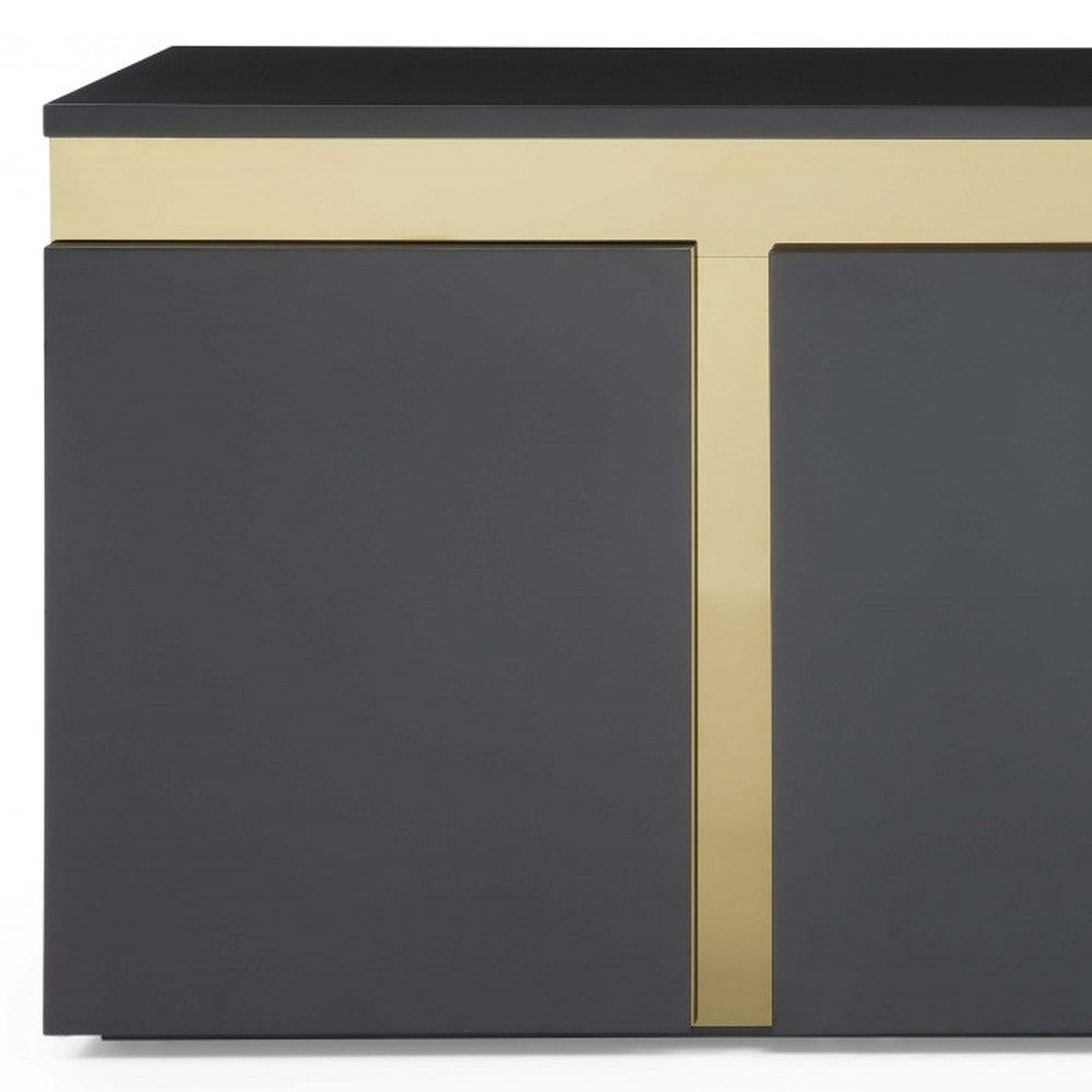 94" Black and Gold Metal Buffet