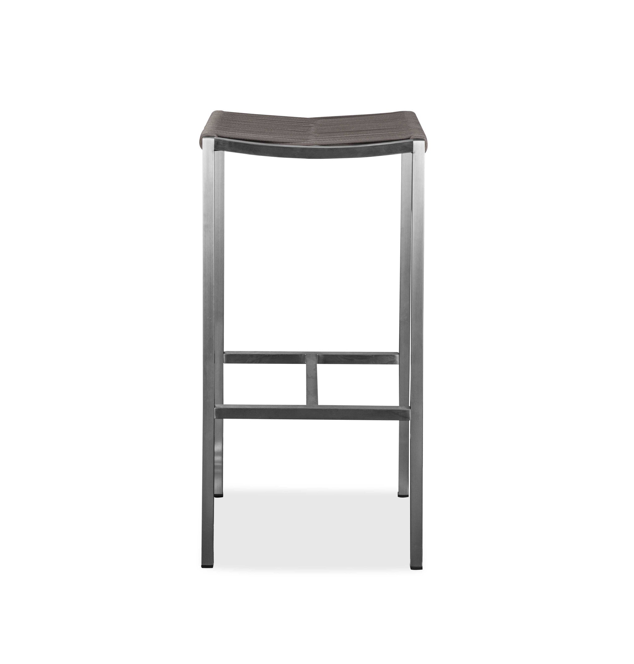 28" Set of Four Brown and Silver Square Barstool