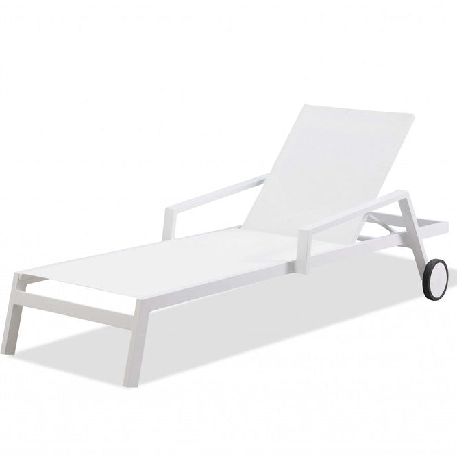 Set Of 2 83" 3-Position Rolling Outdoor Sun Loungers