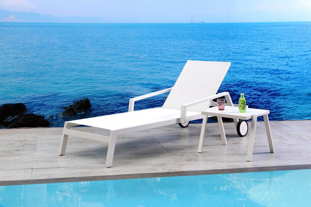 Set Of 2 83" 3-Position Rolling Outdoor Sun Loungers