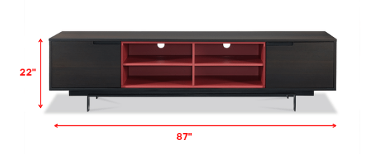 87" Black and Red Wood Entertainment Console