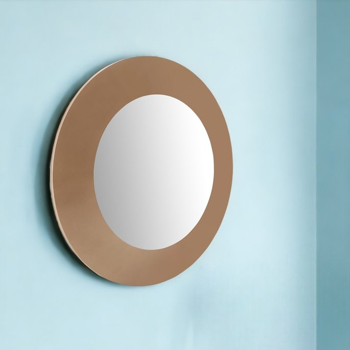 47" Gold Round Wood Framed Accent Mirror