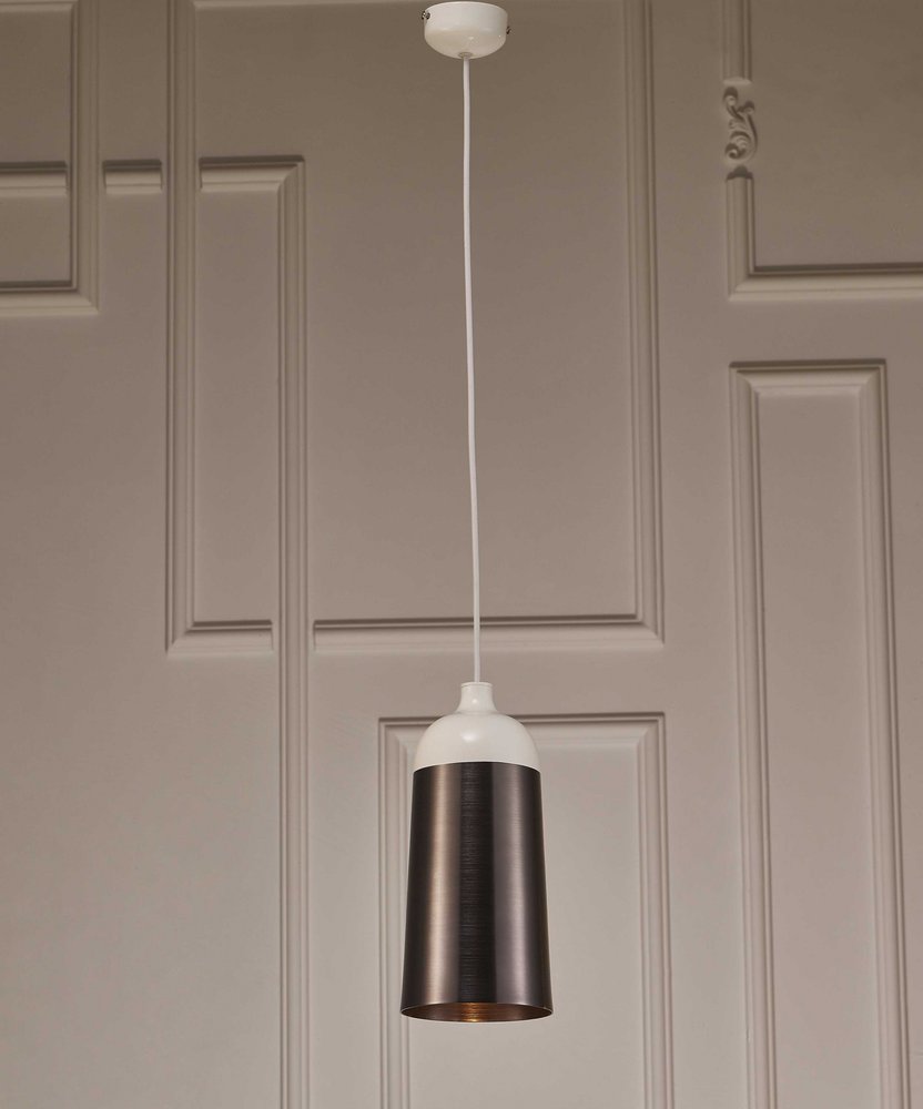 Brown and White Cylinder Metal Cone Pendant Light