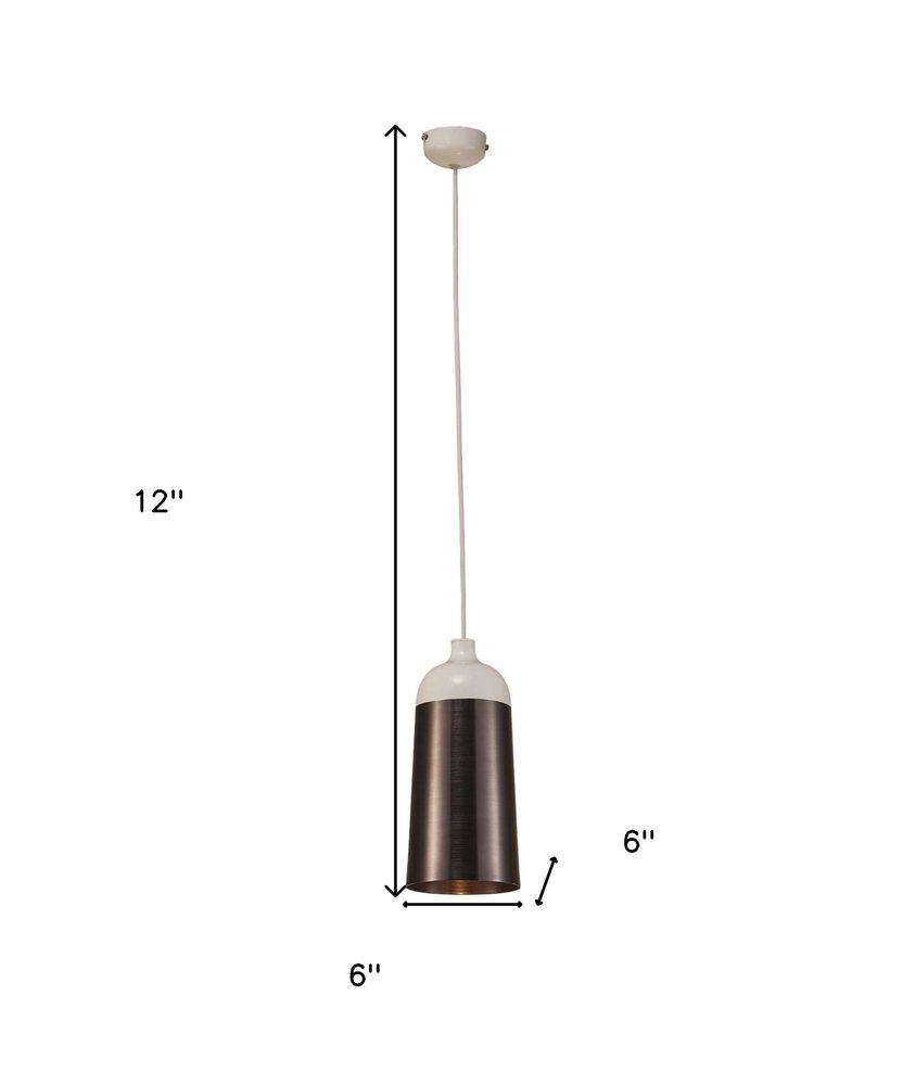 Brown and White Cylinder Metal Cone Pendant Light
