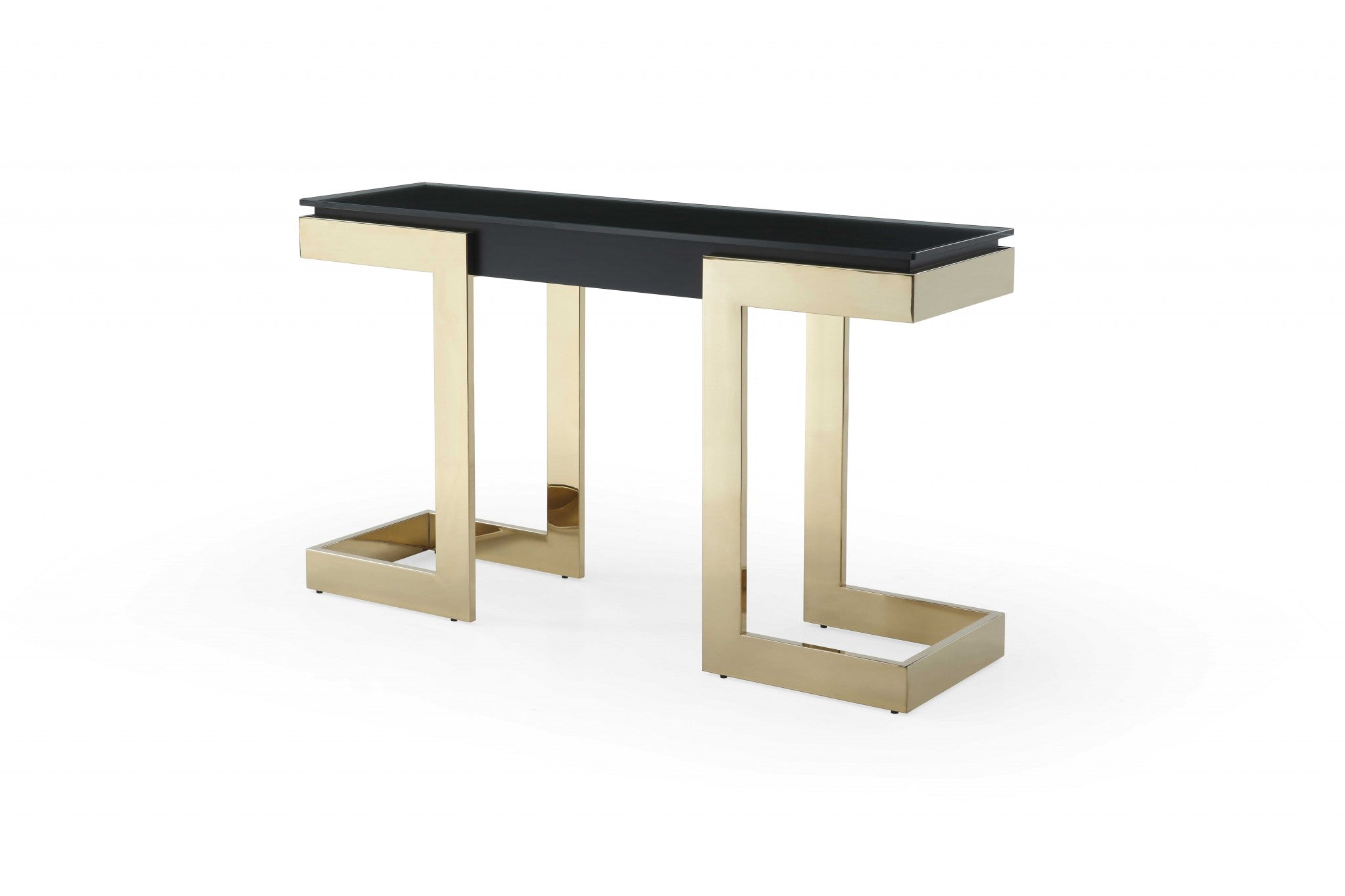 52" Black and Gold Deco Console Table