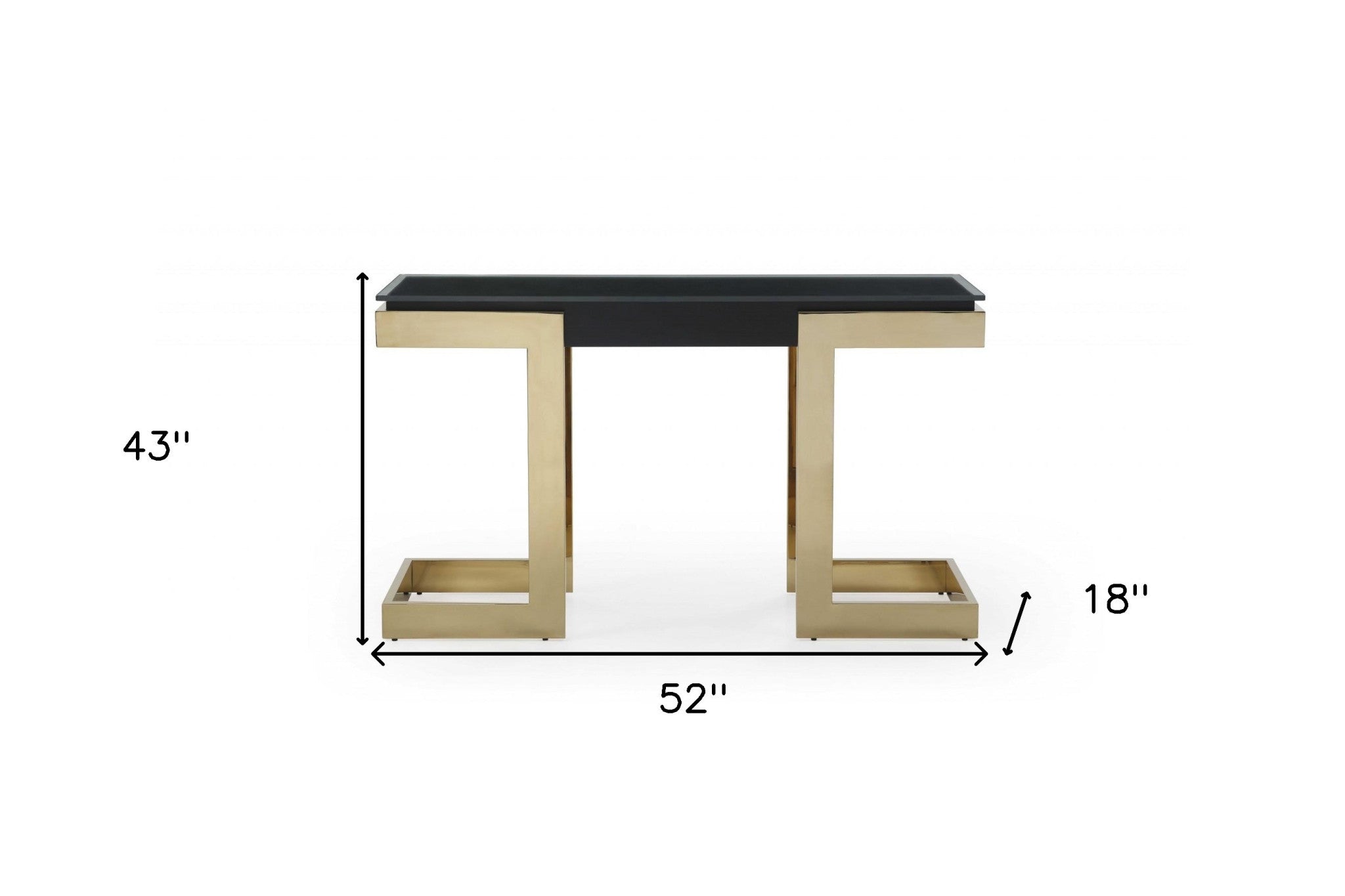 52" Black and Gold Deco Console Table