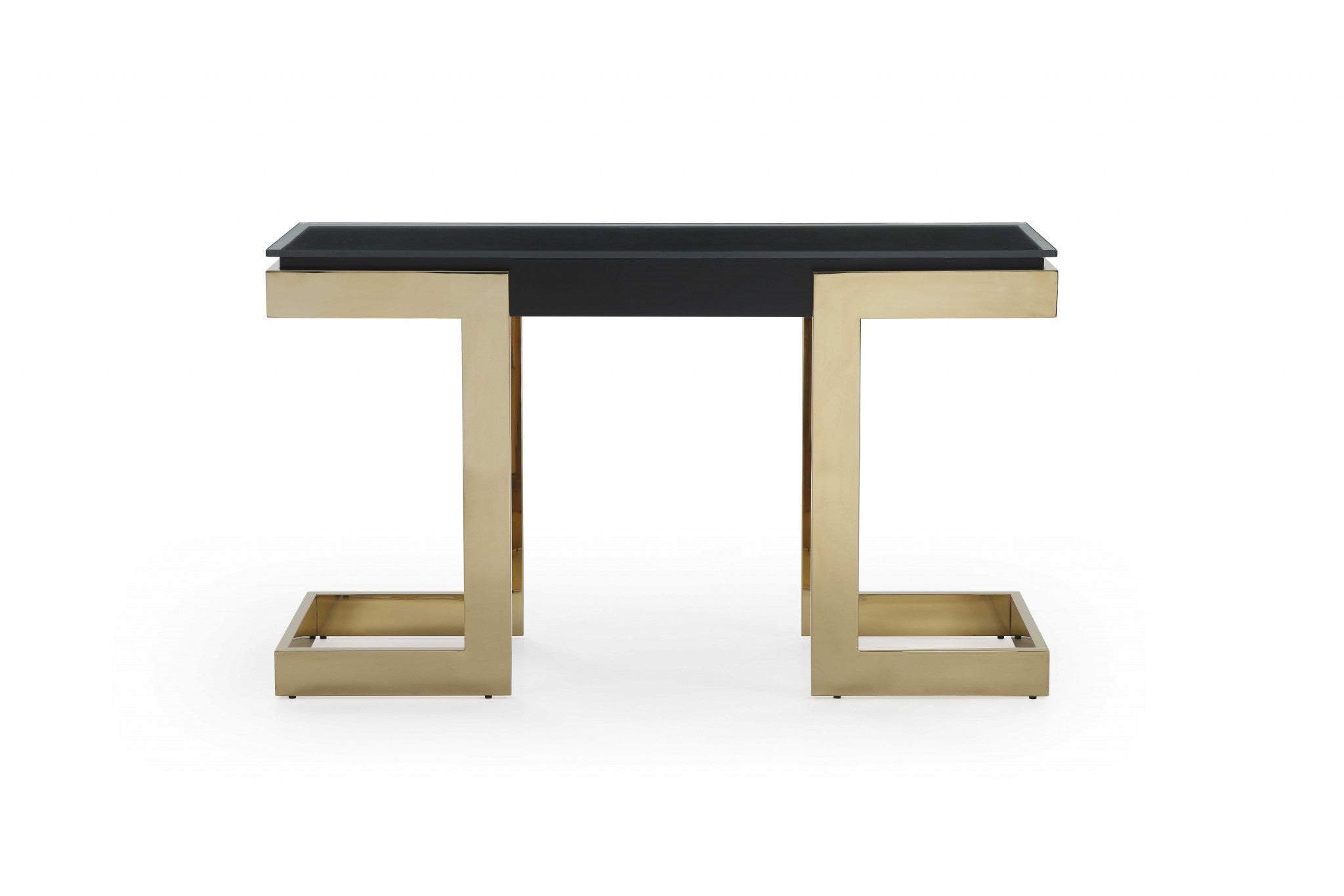 52" Black and Gold Deco Console Table