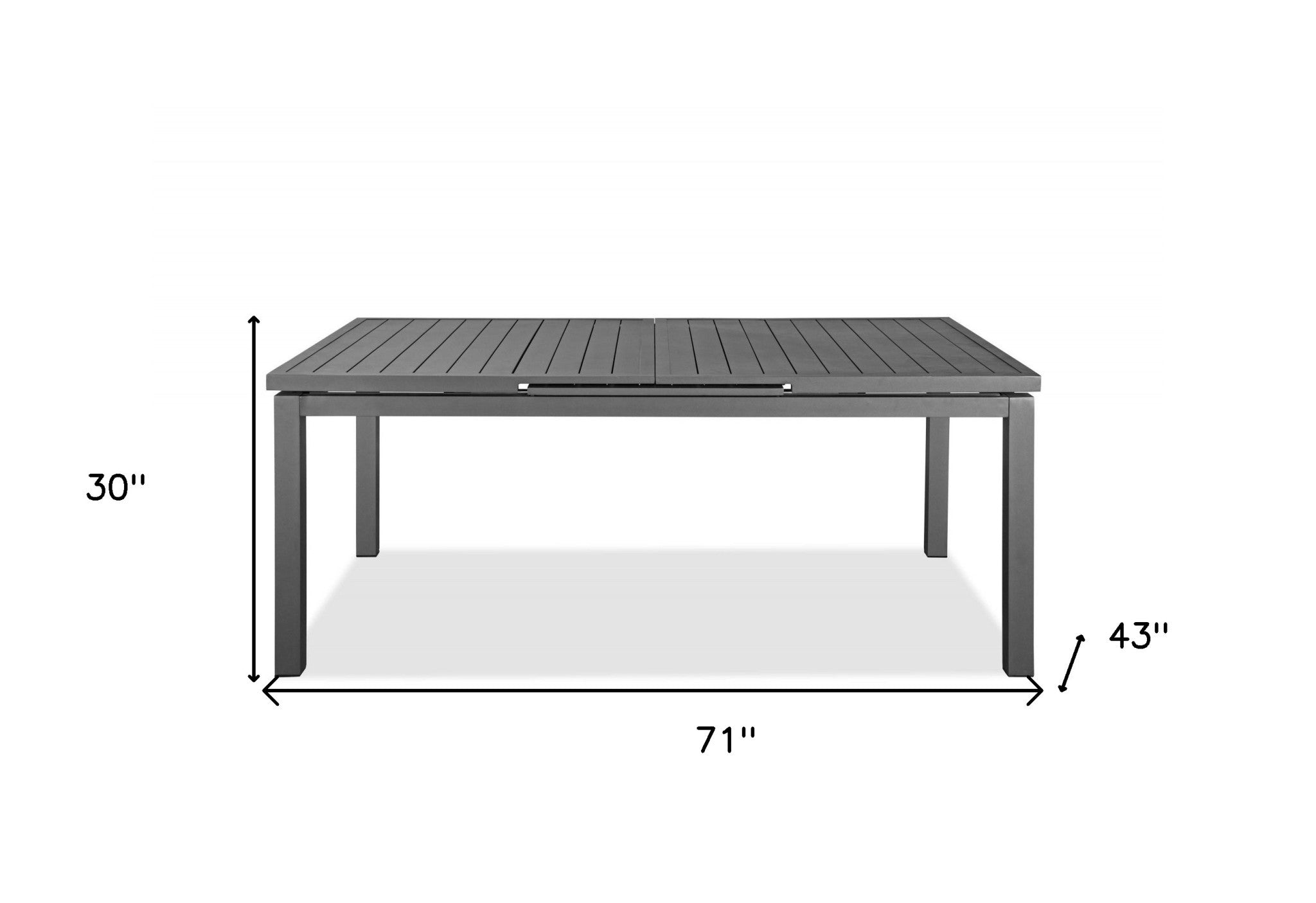 71" Gray Metal Extendable Outdoor Table