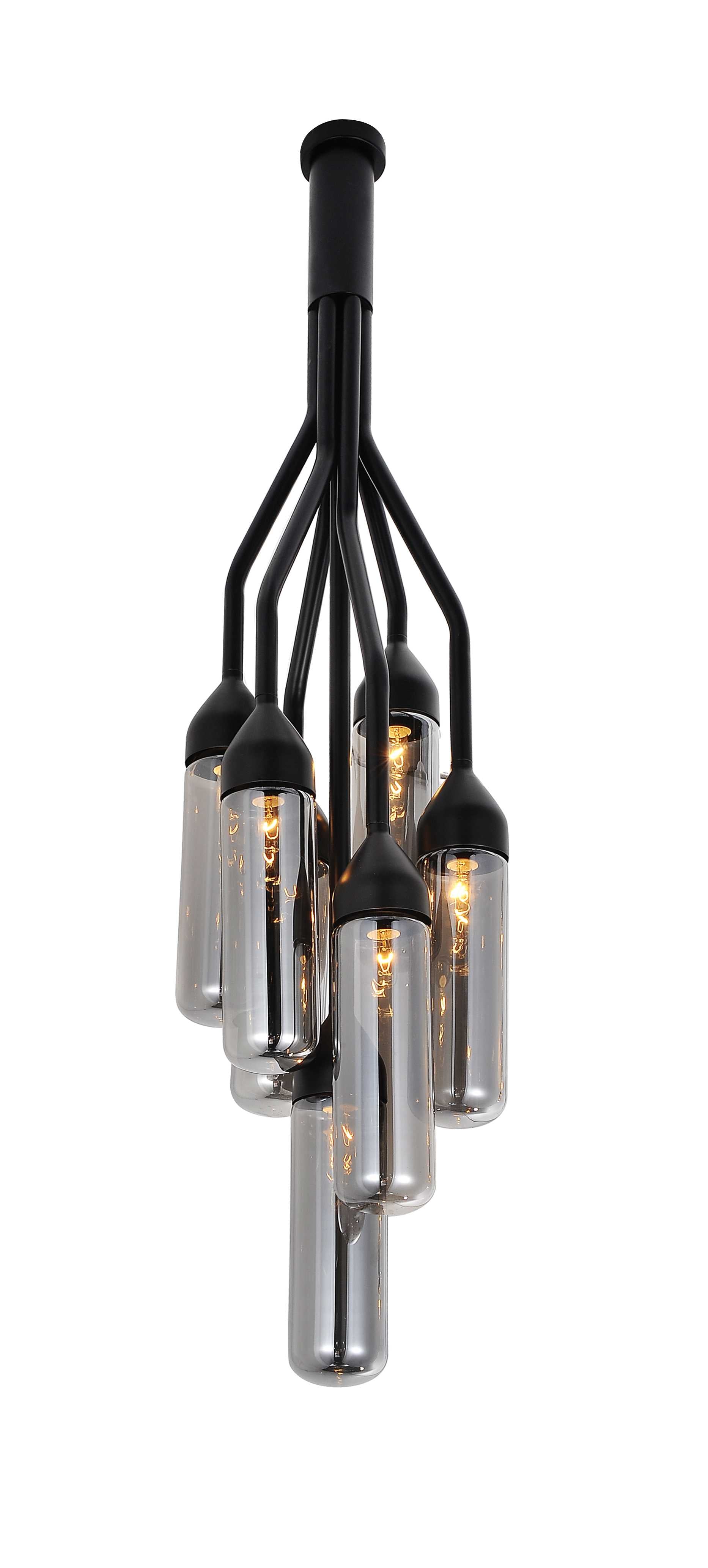 48" Black Hanging 6-Cluster Pendant Light