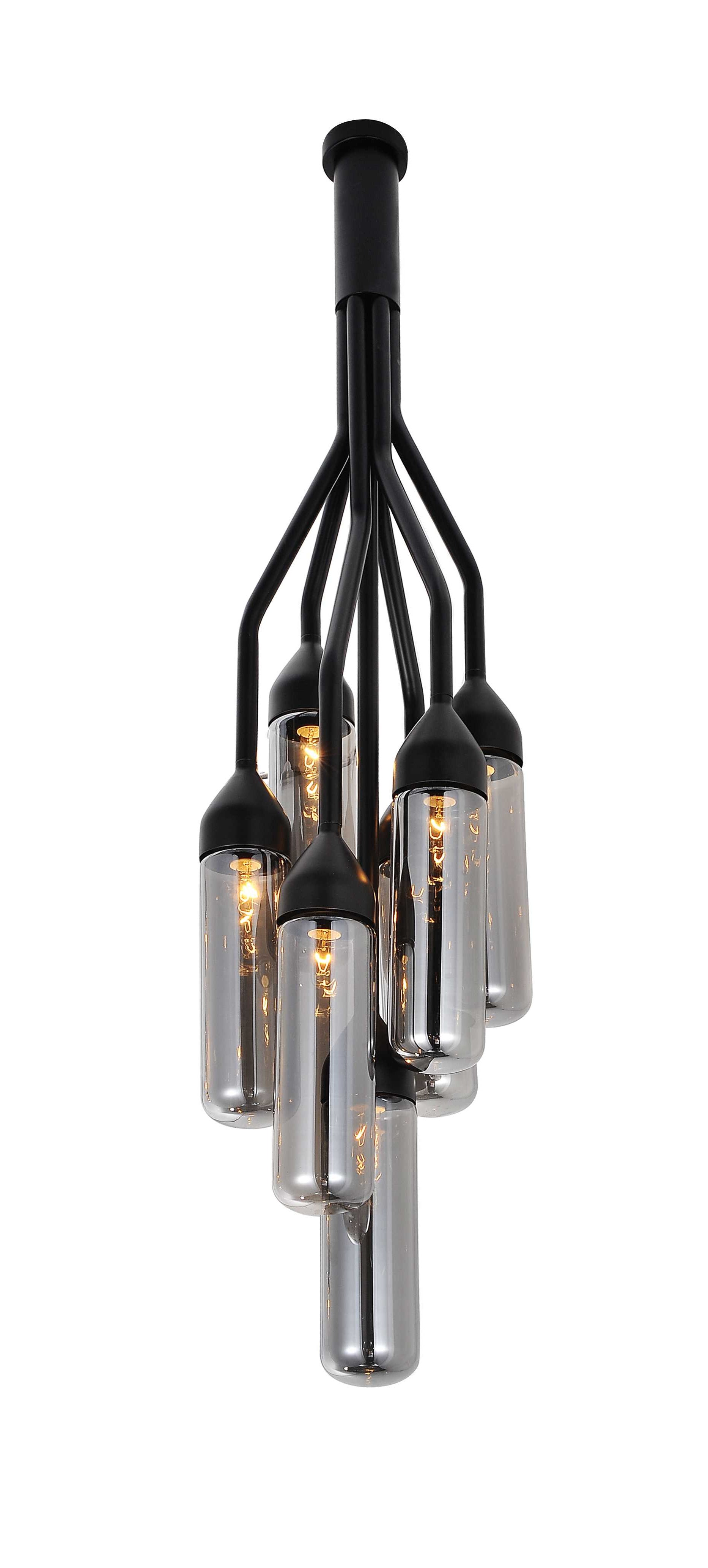 48" Black Hanging 6-Cluster Pendant Light